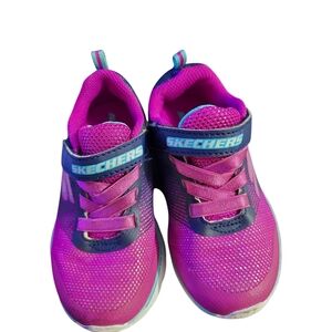 Skechers Pink and Blue kids Sneakers with Velcro Closure. Size 8